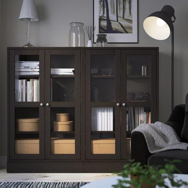 HAVSTA Combination with glass doors - dark brown 162x37x134 cm - Premium File Cabinets from Ikea - Just €779.99! Shop now at Maltashopper.com