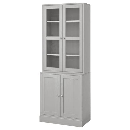 HAVSTA - Storage combination w glass-doors, grey, 81x47x212 cm