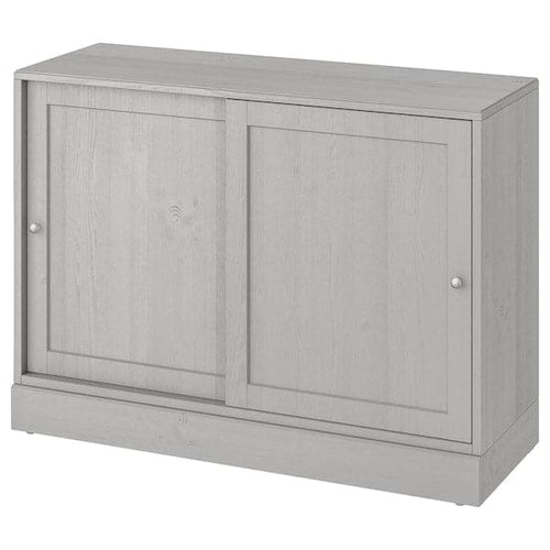 HAVSTA - Cabinet with plinth, grey, 121x47x89 cm