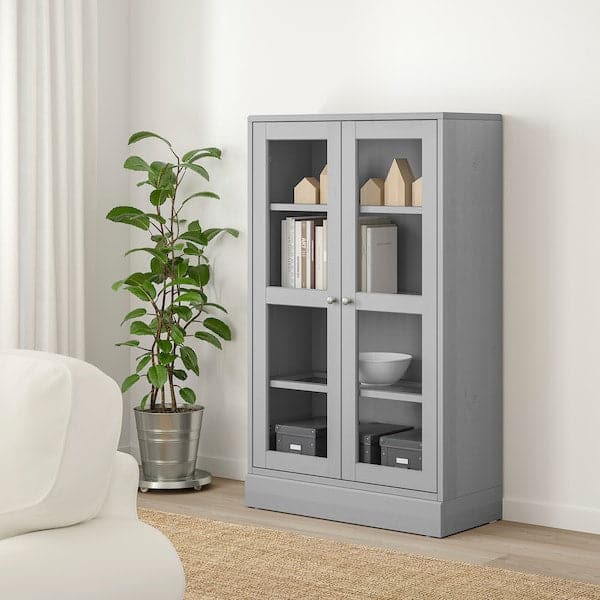 HAVSTA - Glass-door cabinet with plinth, grey/clear glass , 81x37x134 cm - Premium File Cabinets from Ikea - Just €389.99! Shop now at Maltashopper.com