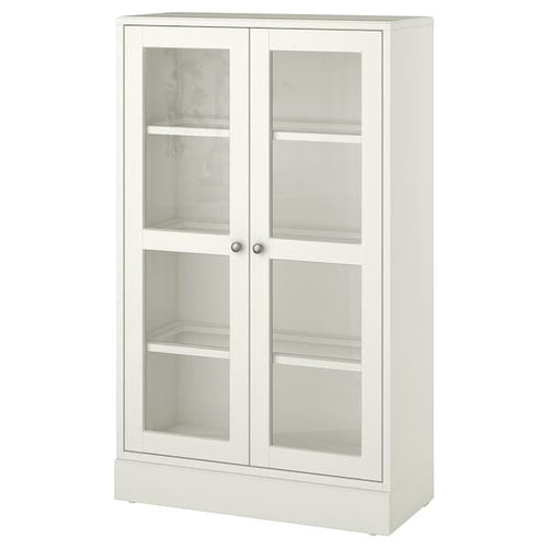 HAVSTA - Glass-door cabinet with plinth, white clear glass, 81x37x134 cm
