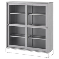 HAVSTA - Glass-door cabinet, grey, 121x35x123 cm - best price from Maltashopper.com 00415194