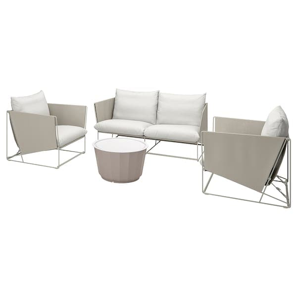 HAVSTEN / LÅGASKÄR - 4-seater garden set, beige/beige ,