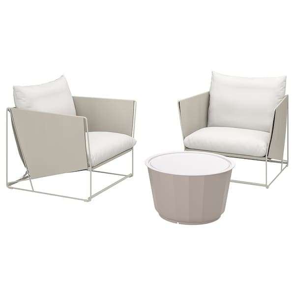 HAVSTEN / LÅGASKÄR - 2-seater garden furniture set, beige/beige ,