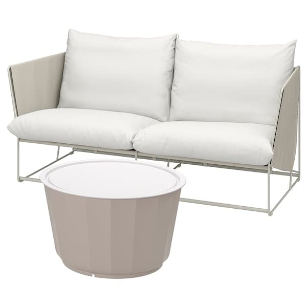 HAVSTEN / LÅGASKÄR - 2-seater garden furniture set, beige/beige ,