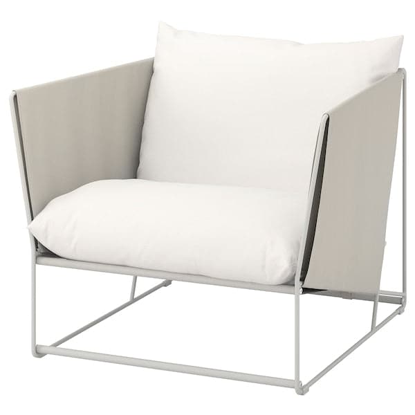 HAVSTEN - Garden armchair, beige/beige ,