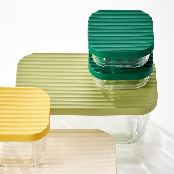 Ikea HAVSTOBIS - Food container with lid, set of 5, transparent/multicolour