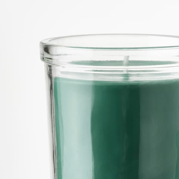 Ikea HEDERSAM - Scented candle in glass, Fresh grass/light green, 40 hr
