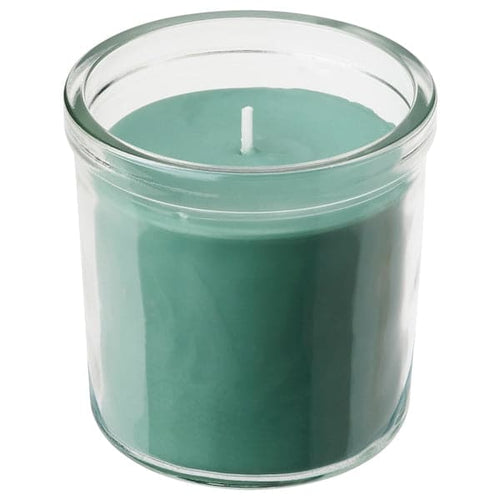 HEDERSAM - Scented candle in glass, Fresh grass/light green, 40 hr