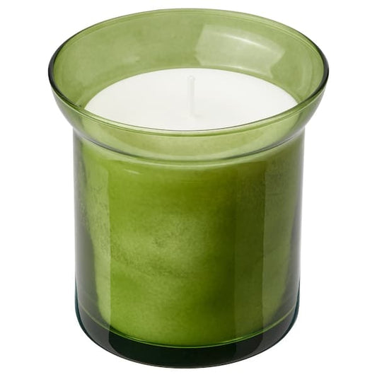 Ikea HEDERSAM - Scented candle in glass, Fresh grass/light green, 50 hr
