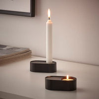 HEDERVÄRD - Candlestick/tealight holder, black, 3 cm - best price from Maltashopper.com 90517211