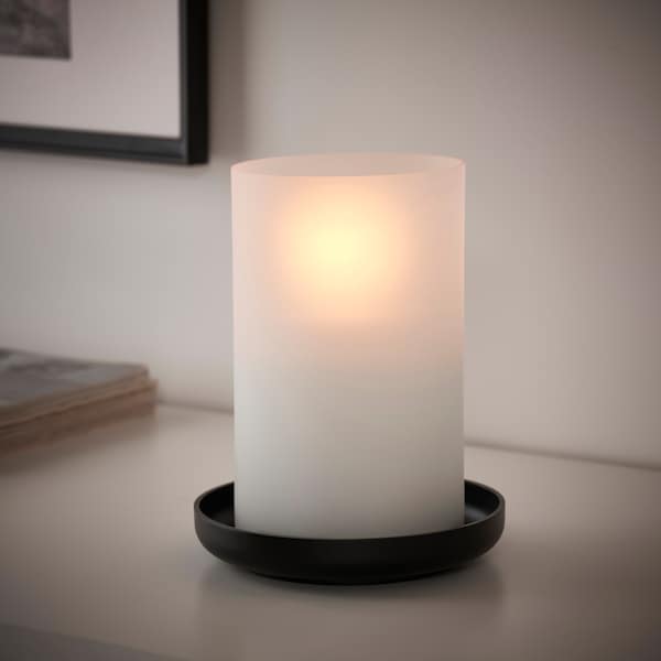 HEDERVÄRD - Lantern, frosted glass/black, 22 cm - Premium Candles from Ikea - Just €15.99! Shop now at Maltashopper.com