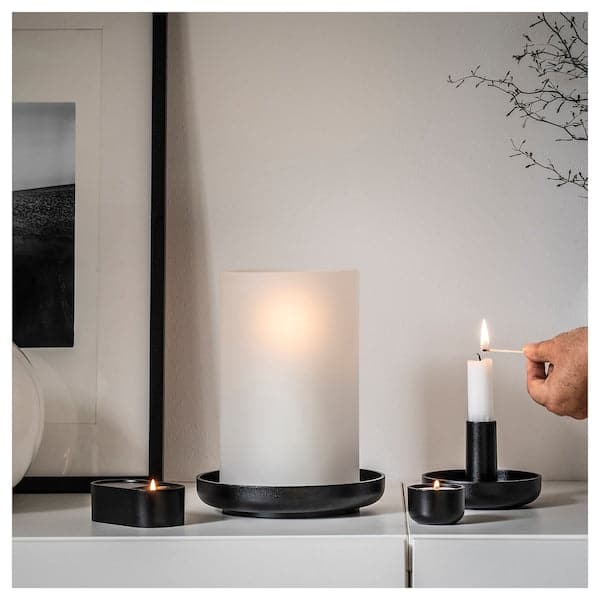 HEDERVÄRD - Lantern, frosted glass/black, 22 cm - Premium Candles from Ikea - Just €15.99! Shop now at Maltashopper.com