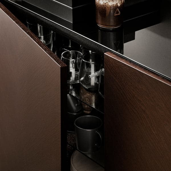 Ikea HEDEVIKEN - Door, dark brown stained oak veneer, 60x64 cm