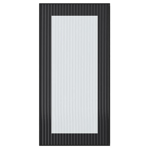HEJSTA glass door, anthracite/reeded glass, 30x60 cm