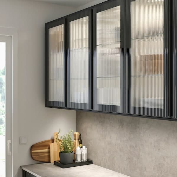 Ikea HEJSTA - Glass door, anthracite/reeded glass, 40x80 cm