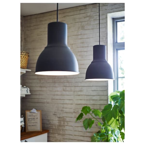 Ikea HEKTAR - Pendant lamp, dark grey, 22 cm