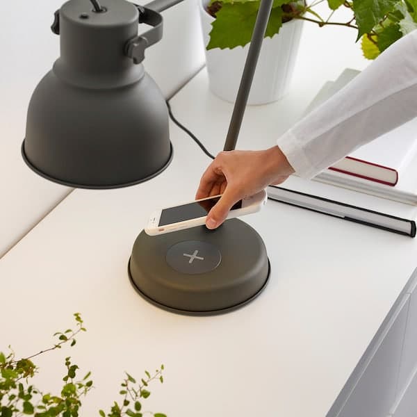 Ikea HEKTAR Wireless Work/Charging Lamp - Dark Grey ,