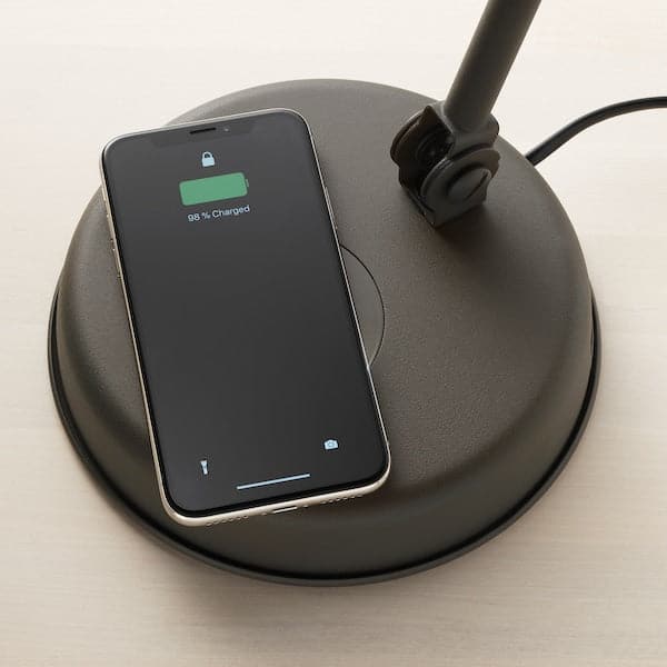 Ikea HEKTAR Wireless Work/Charging Lamp - Dark Grey ,