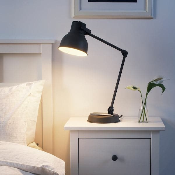 Ikea HEKTAR Wireless Work/Charging Lamp - Dark Grey ,