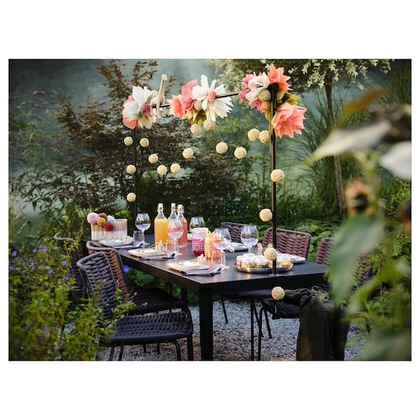 Ikea HELGEÖ - Decorating rod for table, black adjustable/outdoor indoor, 115/235x116 cm