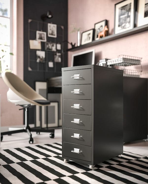 Ikea HELMER - Drawer unit on castors, black, 28x69 cm