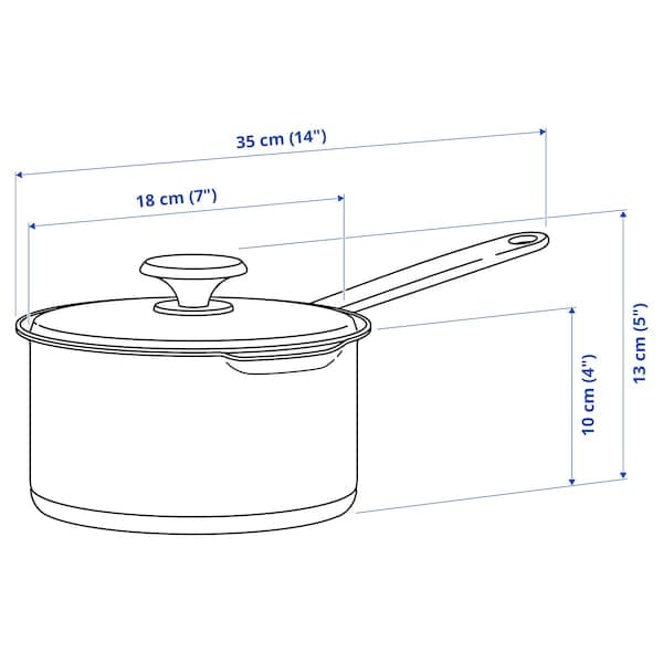 HEMKOMST - Saucepan with lid, stainless steel/glass, 2 l - best price from Maltashopper.com 40513159
