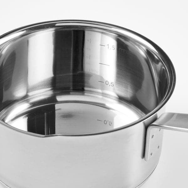 HEMKOMST - Saucepan with lid, stainless steel/glass, 2 l - best price from Maltashopper.com 40513159