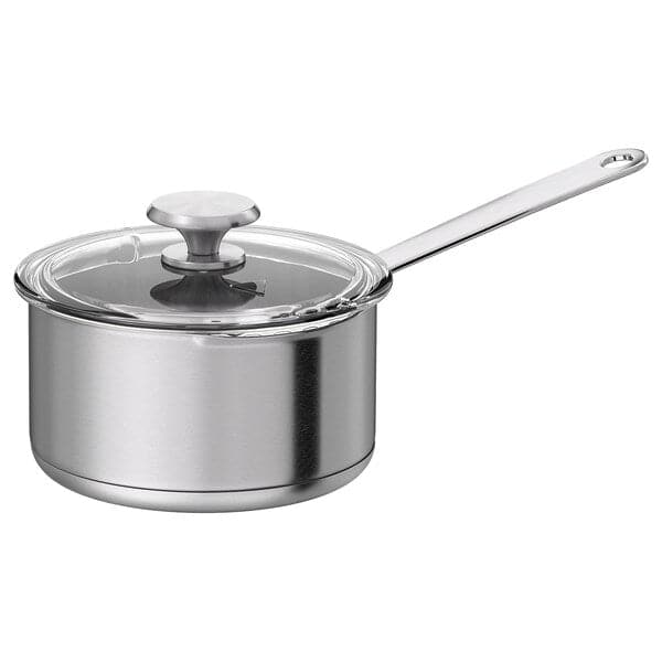HEMKOMST - Saucepan with lid, stainless steel/glass, 2 l - best price from Maltashopper.com 40513159