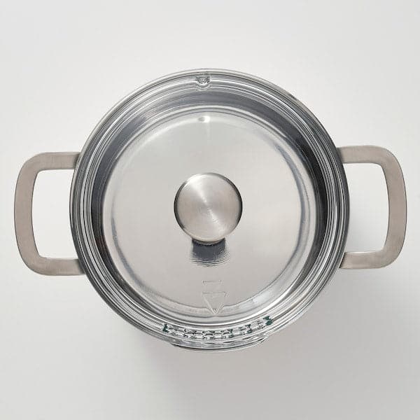 HEMKOMST - Pot with lid, stainless steel/glass, 5 l - best price from Maltashopper.com 80513143