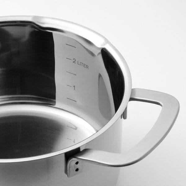 Ikea HEMKOMST - Pot with lid, stainless steel/glass, 3 l