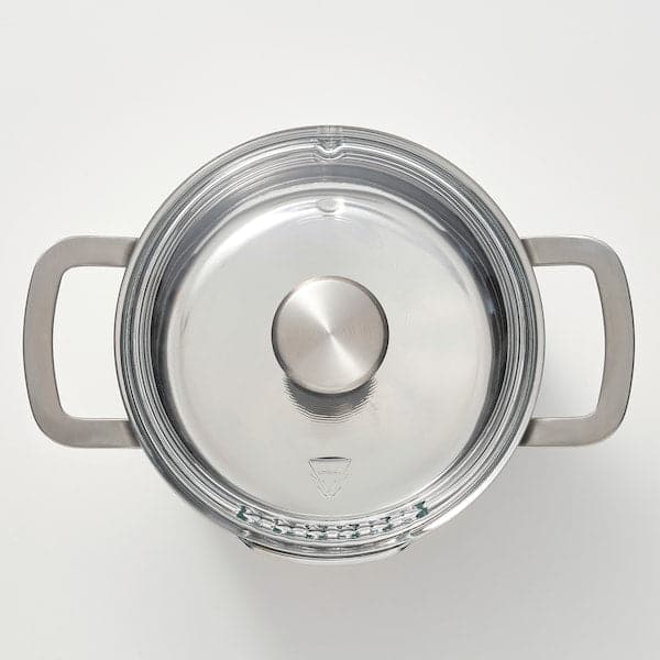 HEMKOMST - Pot with lid, stainless steel/glass, 3 l - best price from Maltashopper.com 40513140