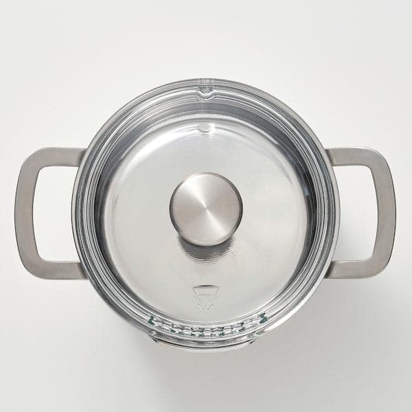 Ikea HEMKOMST - Pot with lid, stainless steel/glass, 3 l