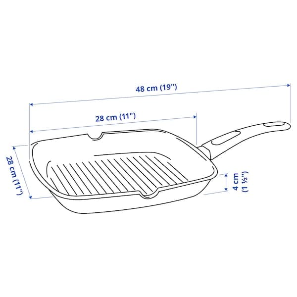 HEMLAGAD - Grill pan, black, 28x28 cm - best price from Maltashopper.com 10462241