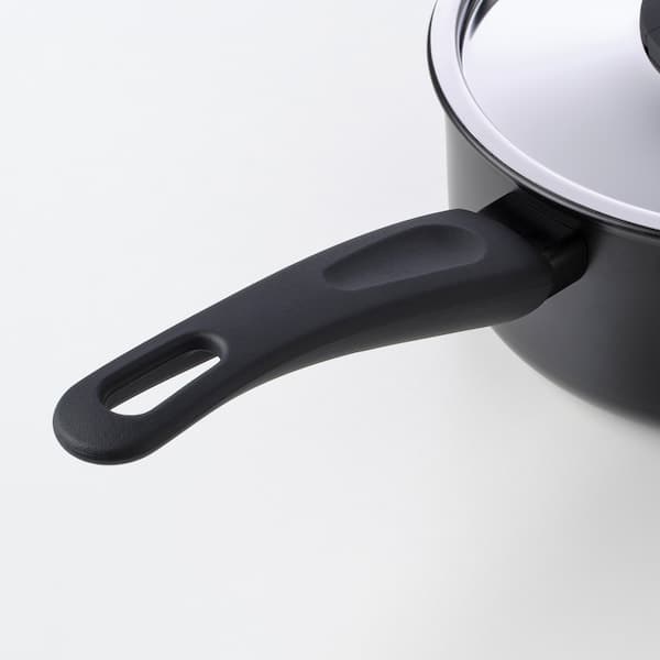 HEMLAGAD - Saucepan with lid, black, 2 l - best price from Maltashopper.com 10462217