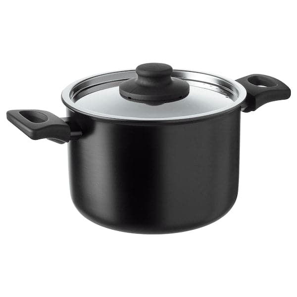 HEMLAGAD - Pot with lid, black, 3 l - best price from Maltashopper.com 10462203