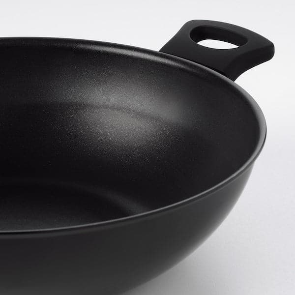 HEMLAGAD - Wok with lid, black, 28 cm - best price from Maltashopper.com 00462519