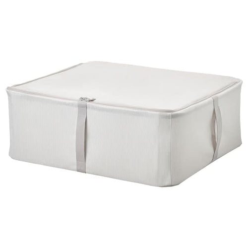 HEMMAFIXARE storage case, fabric striped/white/grey, 44x51x19 cm