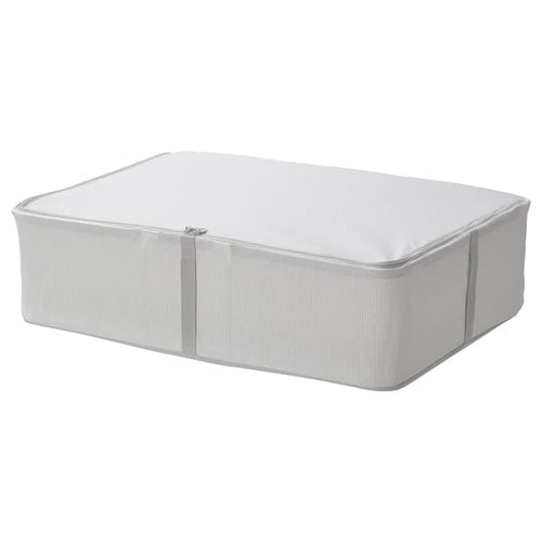 HEMMAFIXARE storage case, fabric striped/white/grey, 69x51x19 cm
