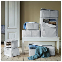 HEMMAFIXARE - Storage case, fabric striped/white/grey, 34x51x19 cm - best price from Maltashopper.com 90503921