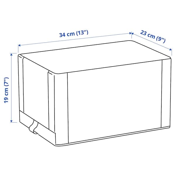 Ikea HEMMAFIXARE - Shoe box, fabric striped/white/grey, 23x34x19 cm