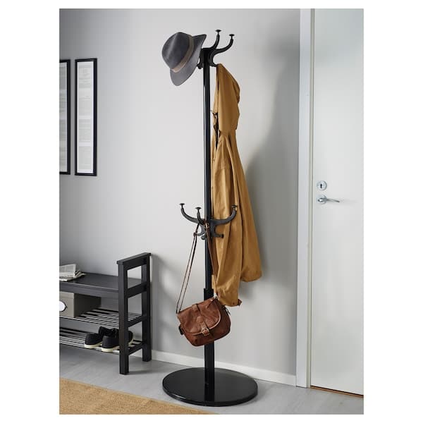 HEMNES - Hat and coat stand, black, 185 cm - best price from Maltashopper.com 00246870