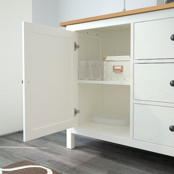 Ikea HEMNES - Sideboard, white stain/light brown, 157x88 cm