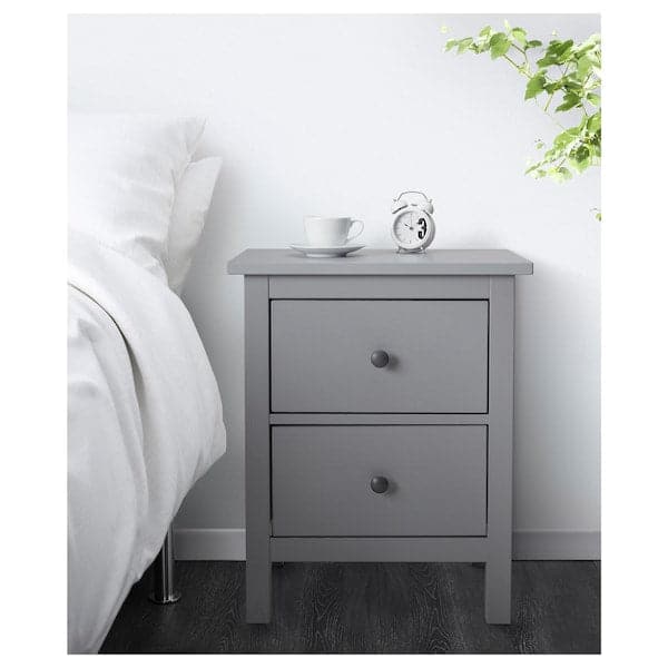 HEMNES - Chest of 2 drawers, grey stained, 54x66 cm - best price from Maltashopper.com 00392461