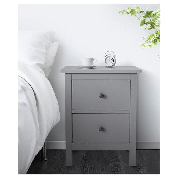 Ikea HEMNES - Chest of 2 drawers, grey stained, 54x66 cm