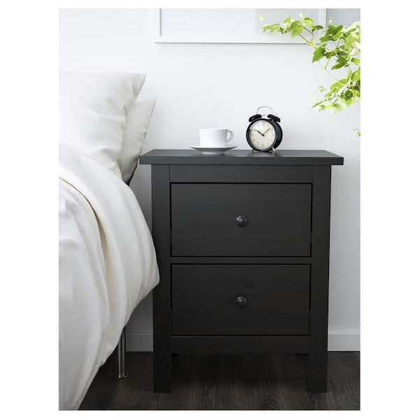 HEMNES Chest of drawers with 2 drawers - brown-black 54x66 cm
