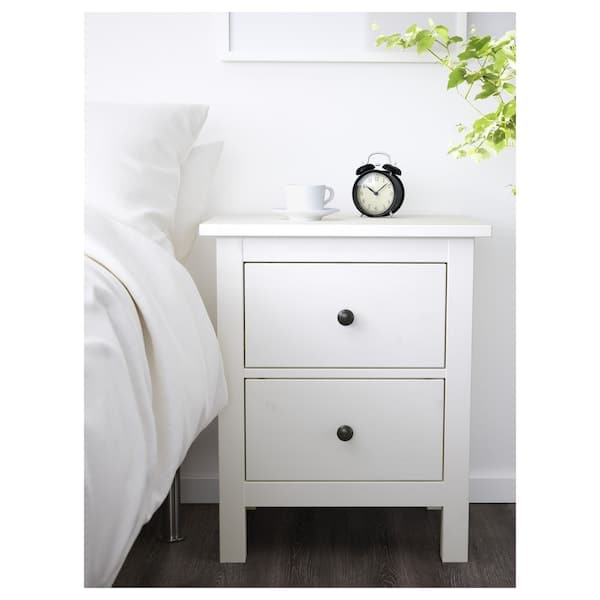 Ikea HEMNES - Chest of 2 drawers, white stain, 54x66 cm