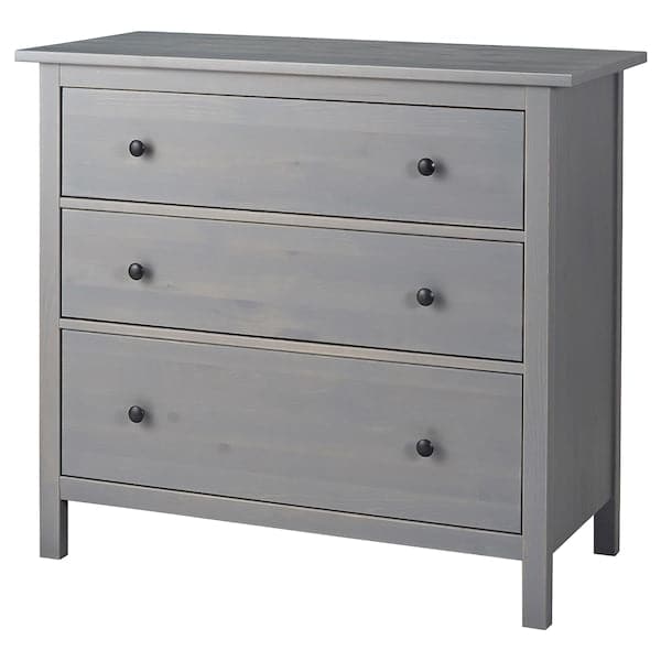Ikea HEMNES - Chest of 3 drawers, grey stained, 108x96 cm