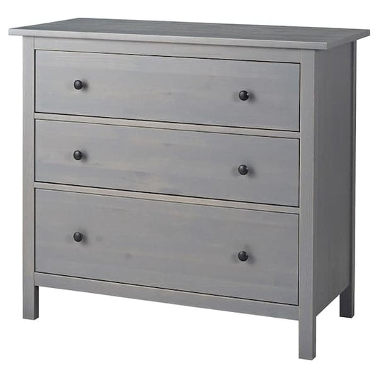 Ikea HEMNES - Chest of 3 drawers, grey stained, 108x96 cm
