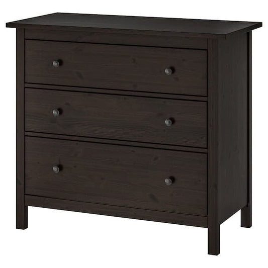 Ikea HEMNES Chest of drawers with 3 drawers - brown-black 108x96 cm
